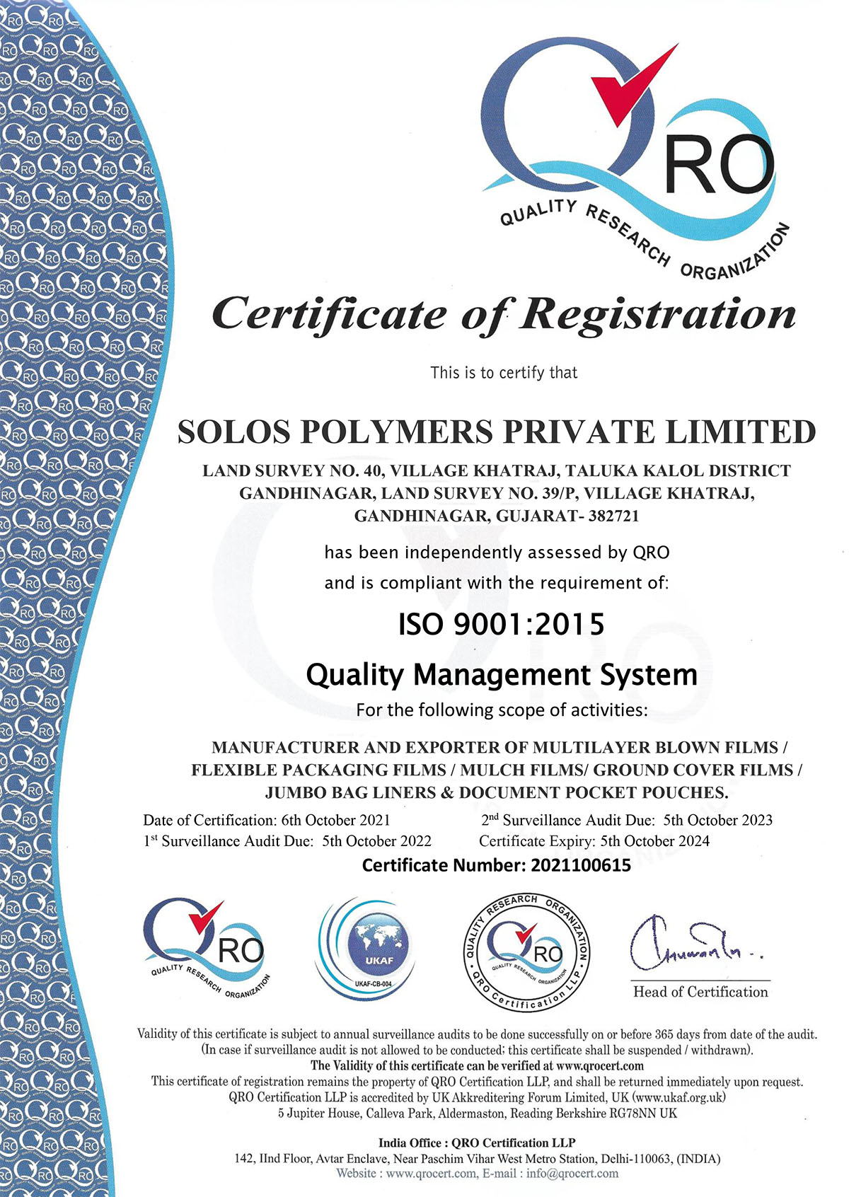ISO 9001-2015 UKAF